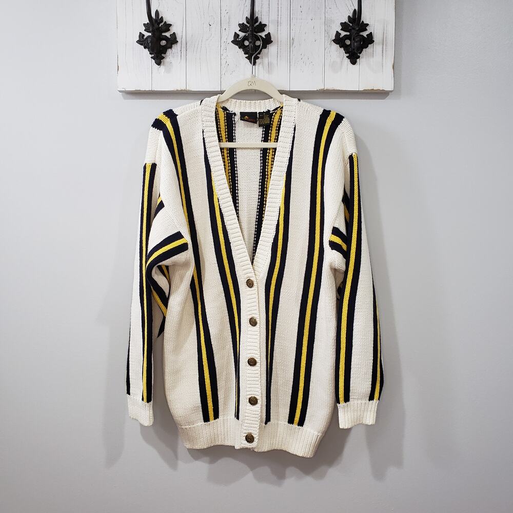 Liz Sport Vintage Varsity Striped Cardigan M